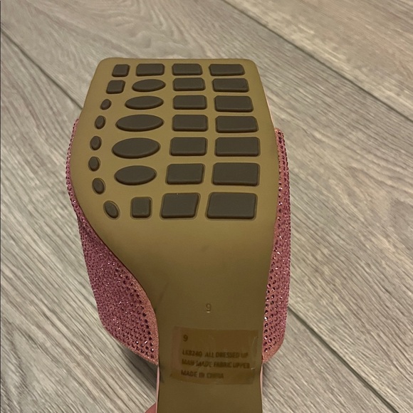 LEMONADE Pink Rhinestone Square Toe Mule Heels Size 9 - Picture 7 of 9